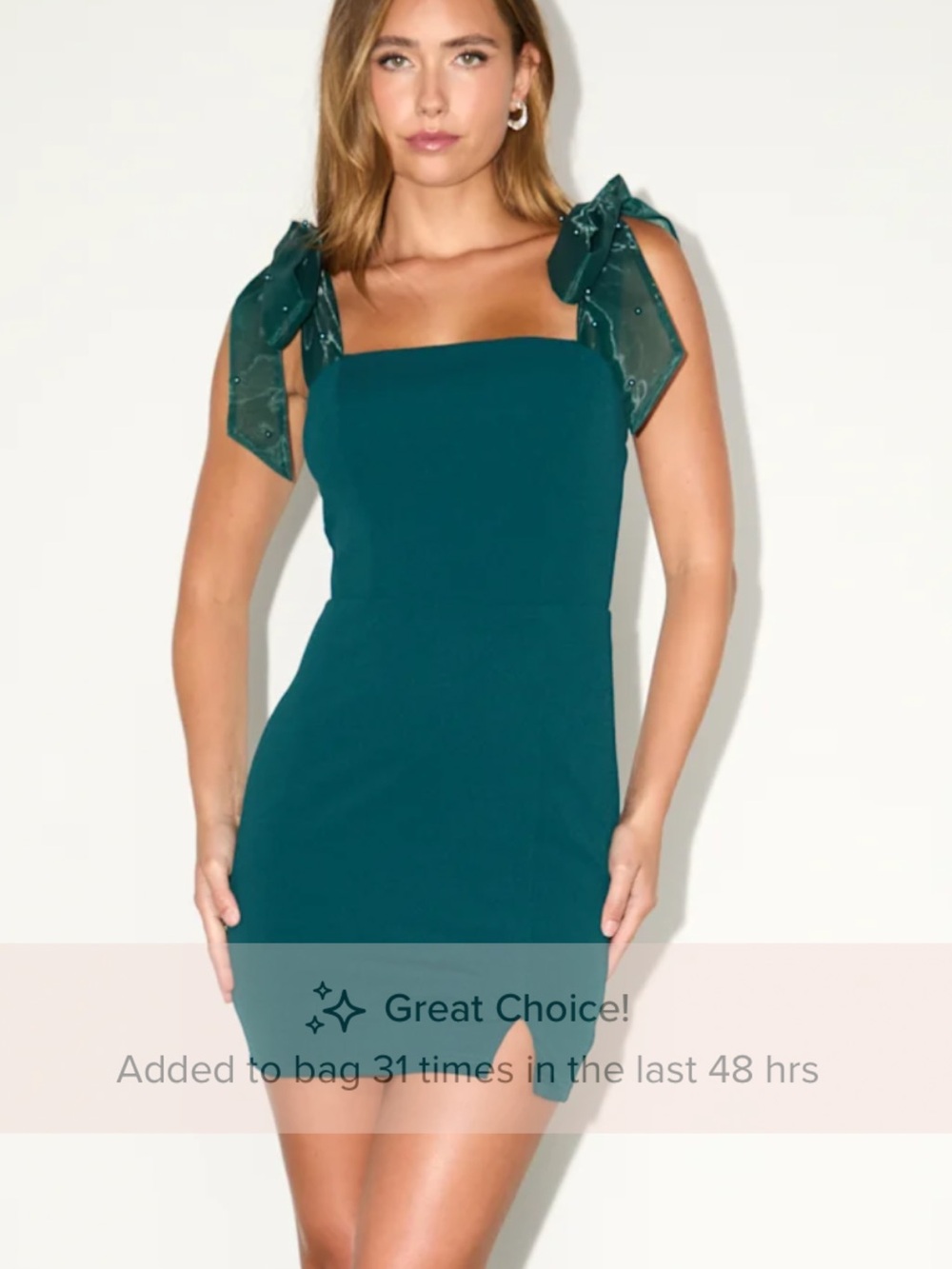 Lulu's Teal Tie-Shoulder Square-Neck Mini Dress